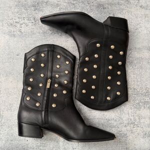 Vince Camuto Studded Western Mid Calf Boots 8.5